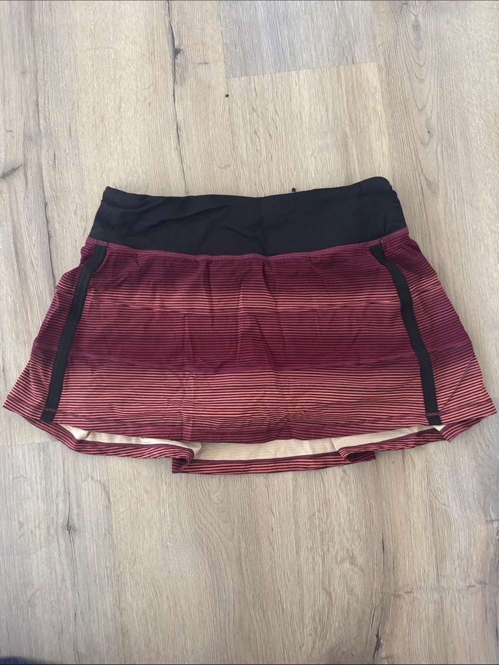 lululemon athletica Burgundy Ombre Striped Skater Skirt with Black Waistband